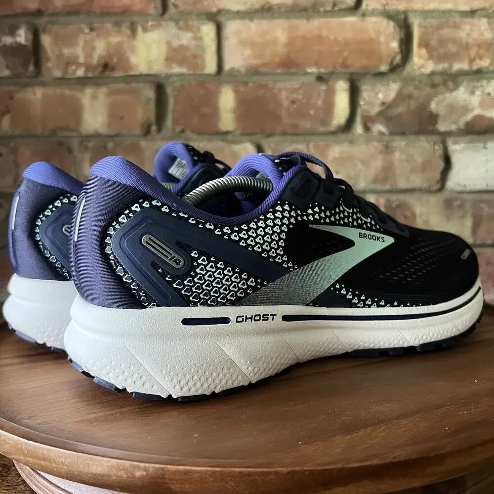 Brooks Ghost 14 Womans 9.5 Neutral Cushion Running Navy White Sneakers Shoes